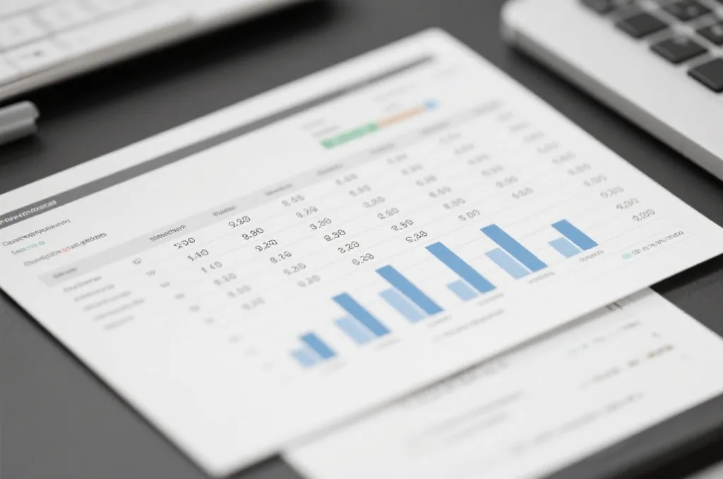 A clean well-structured spreadsheet data table displaying numbers and statistical analysis metrics, academic style